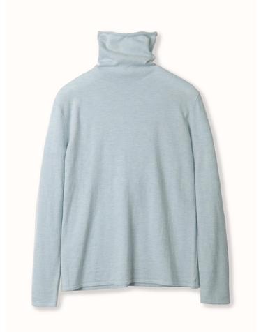 cashmere 10% merino wool 90% | high-neck fine knit top - Sky Blue
