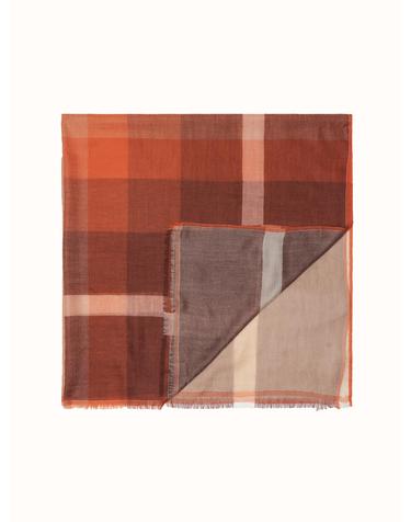 cashmere 100%  |  lanugo windowpane scarf - Burgundy
