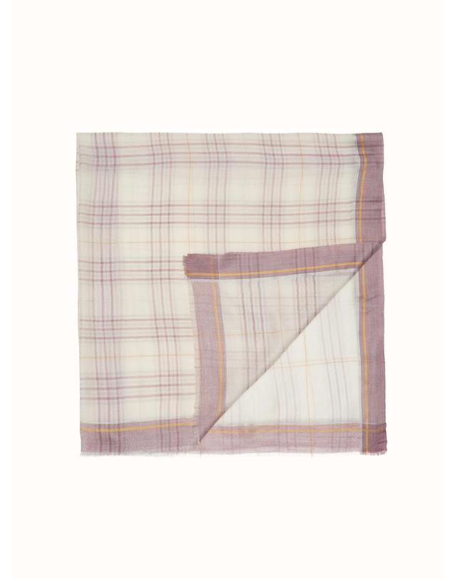 테라누고 cashmere 100% | lanugo tartan scarf - Purple 착용컷