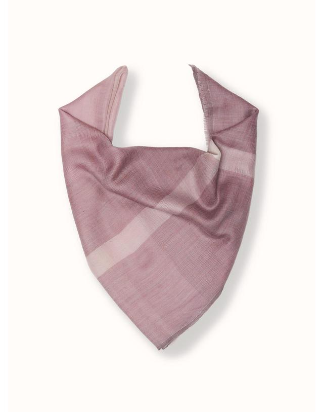 테라누고 cashmere 100% | lanugo windowpane scarf - Purple 착용컷