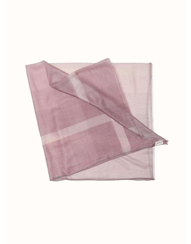 테라누고 cashmere 100% | lanugo windowpane scarf - Purple 착용컷
