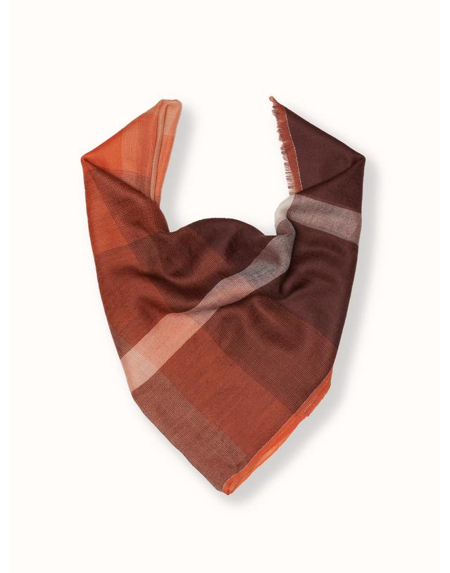 테라누고 cashmere 100% | lanugo windowpane scarf - Burgundy 착용컷