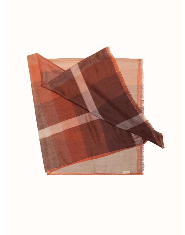 테라누고 cashmere 100% | lanugo windowpane scarf - Burgundy 착용컷