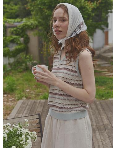 silk 82% rayon 18% | silk fair isle knit vest - Pale Mint