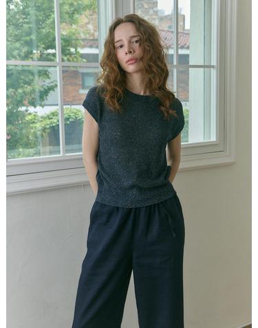 linen 72% modal 28% | straight pants - Deep Navy