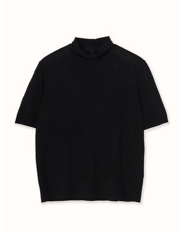 cashmere 15% wool 85% | blended roll neck essential knit top - Black