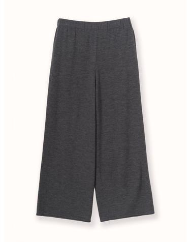 테라누고 wool 70% silk 30% blended wide knit pants - Charcoal