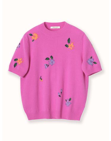cashmere 100% | bloom knit top - Magenta