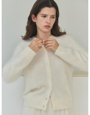 cashmere 100% | cashmere fluffy cardigan  - White