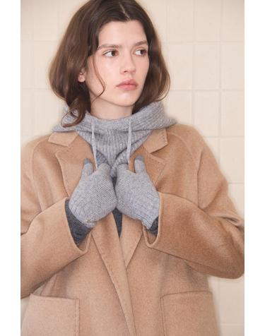 cashmere 100% | ribbed hood warmer - Gray
