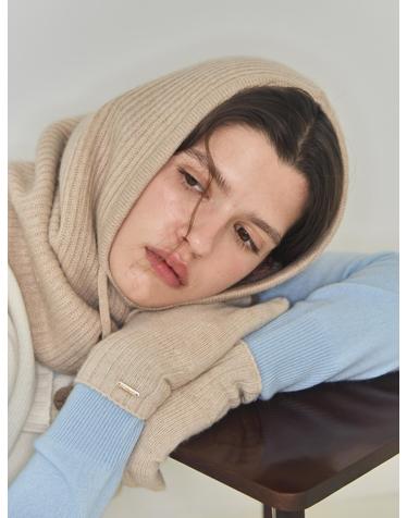 cashmere 100% | cashmere touch knit gloves - Oat