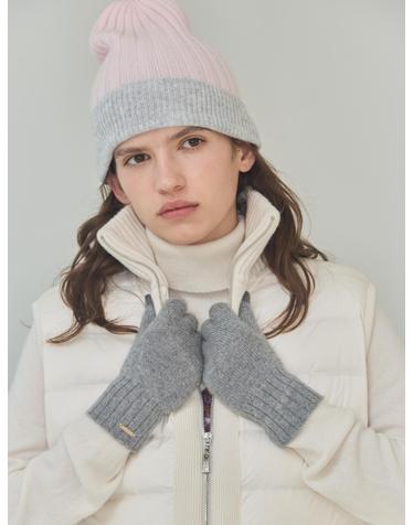 cashmere 100% | cashmere touch knit gloves - Gray