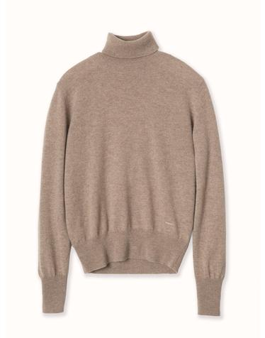 cashmere 100% | classic high-neck knit top - Brown