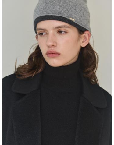 cashmere 100% | cashmere contrast beanie - Gray