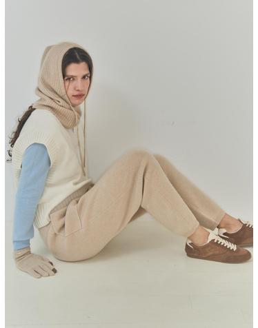 cashmere 30% wool 70% | jogger pants - Oat