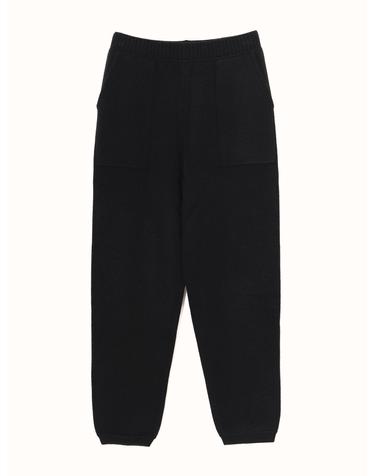 cashmere 30% wool 70% | jogger pants - Black