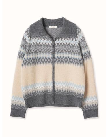 cashmere 100% | cashmere zip cardigan  - Gray