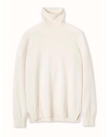 cashmere 100% | slit turtleneck sweater - White