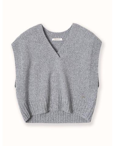 cashmere 100% | cashmere cropped knit vest - Gray