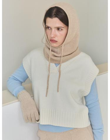 cashmere 100% | cashmere cropped knit vest - White