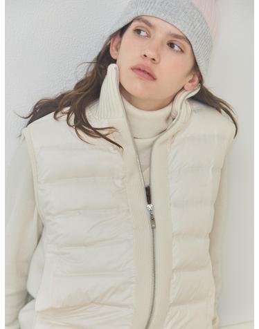 cashmere 100% goose 100% | down padded vest - White