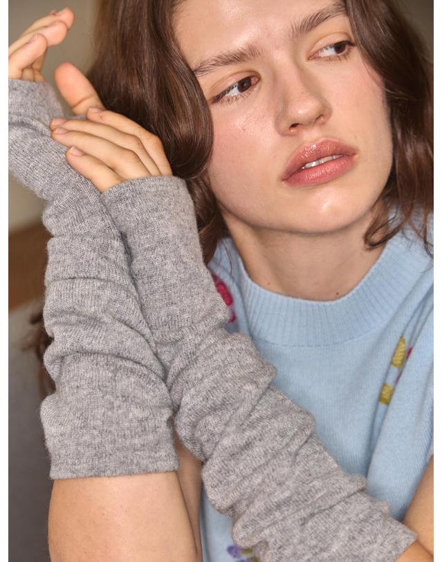 테라누고 cashmere 100% | long hand warmer - Gray 그레이 착용컷