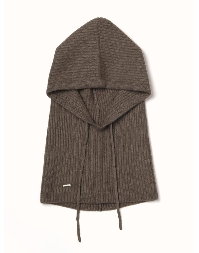 테라누고 cashmere 100% | ribbed hood warmer - Brown 브라운 착용컷