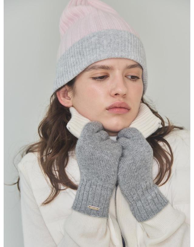 테라누고 cashmere 100% | cashmere touch knit gloves - Gray 그레이 착용컷