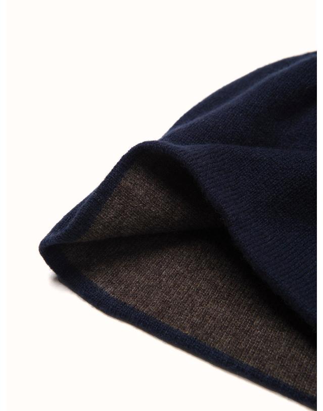 테라누고 cashmere 100% | cashmere contrast beanie - Navy 네이비 착용컷