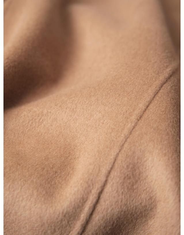 테라누고 camel hair 100% | double-breasted long vest coat - camel 카멜 착용컷