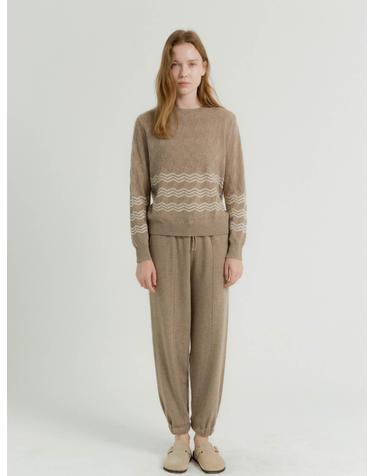 cashmere 100% | jogger knit pants - Brown