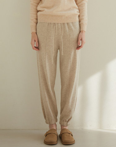 cashmere 100% | jogger knit pants - Oat