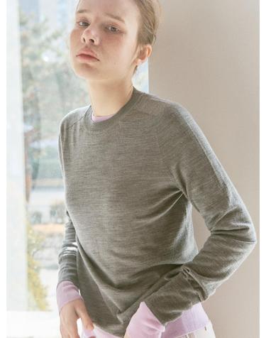 merino wool 100% | round knit top - Gray