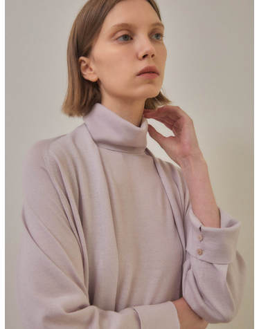 merino wool 70% silk 30% | open front long cardigan - Pale Purple