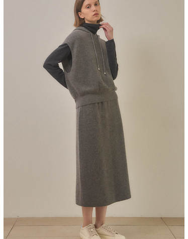cashmere 100% | lame set-up knit skirt - Gray