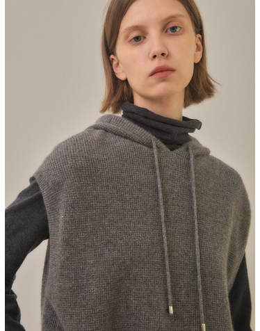 cashmere 100% | lame set-up hoodie vest - Gray