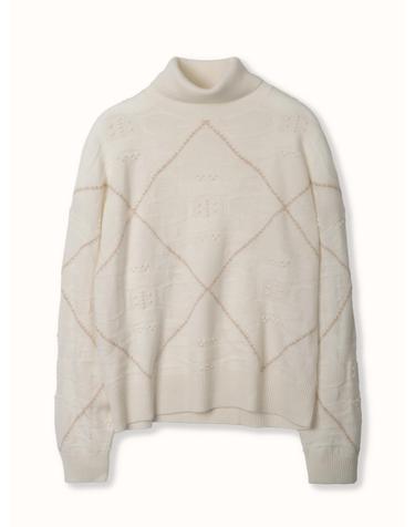 cashmere 100% | lombus high-neck knit top - White