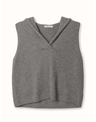 cashmere 100% | hooded vest - Gray