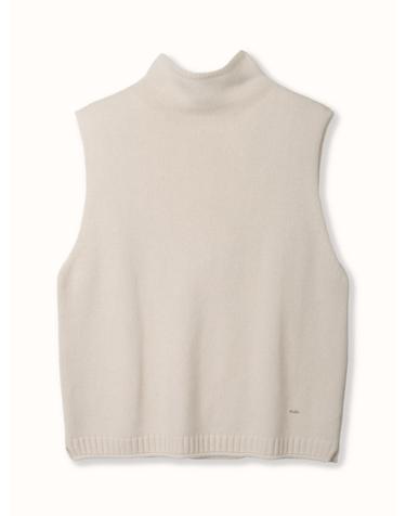 cashmere 100% | half-neck knit vest - White