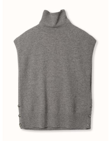 cashmere 100% | waist button vest - Gray