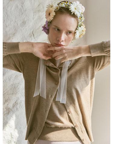 cashmere 100% | superfine round neck cardigan - Brown