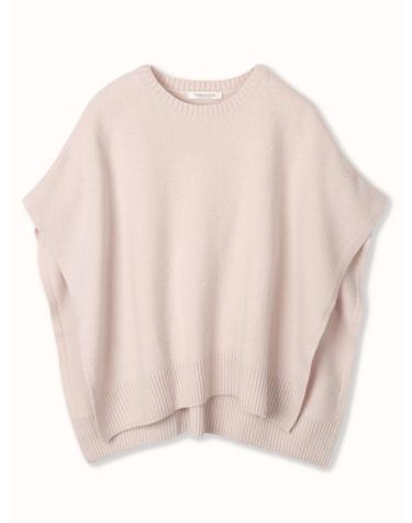 cashmere 100% | nimbus crewneck poncho - Angel Sand