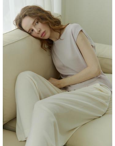 silk 30% merino wool 70% | sleeveless knit top - Pale Purple