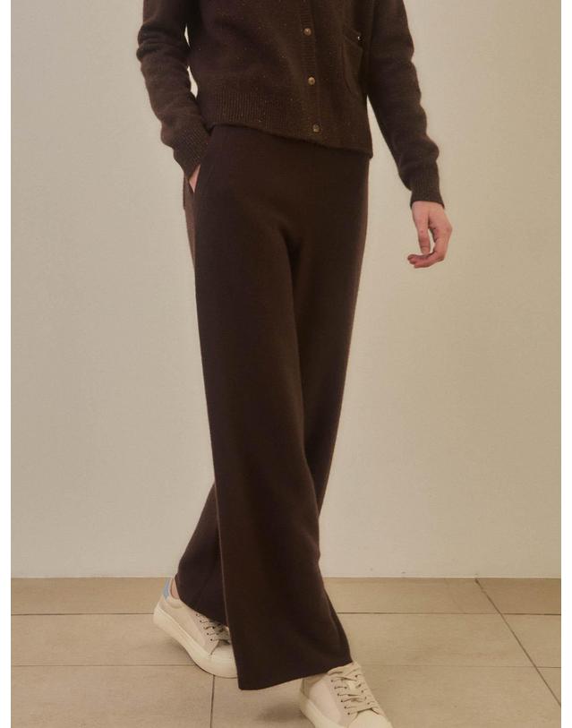 테라누고 cashmere 100% | classic knit pants - Dark Brown 착용컷