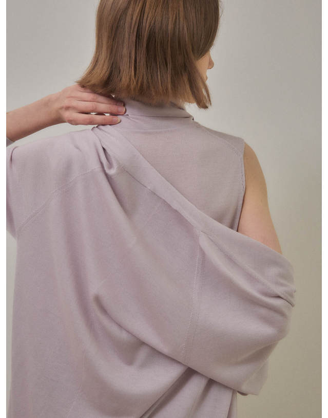 테라누고 merino wool 70% silk 30% | open front long cardigan - Pale Purple 착용컷