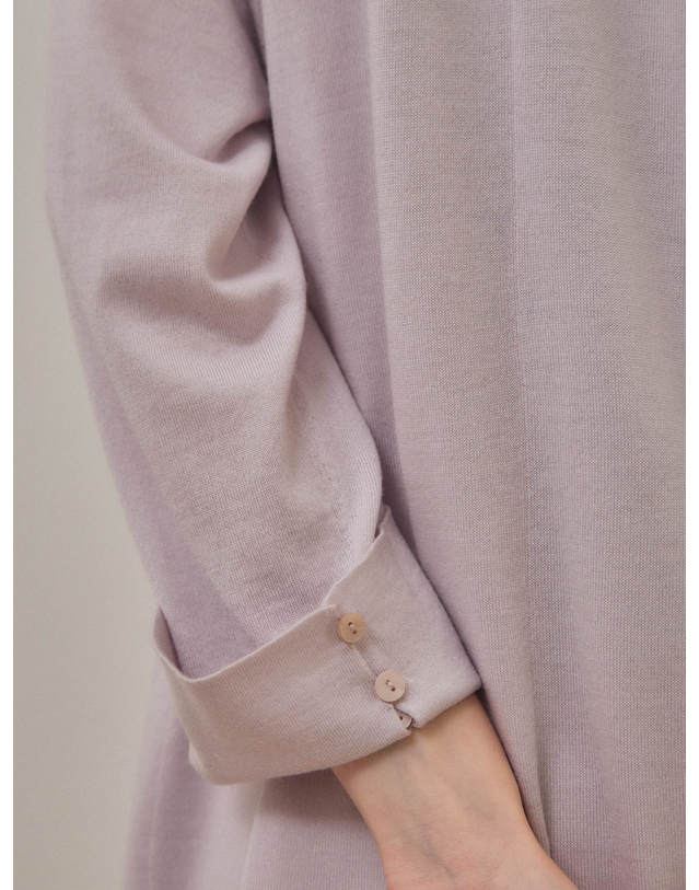 테라누고 merino wool 70% silk 30% | open front long cardigan - Pale Purple 착용컷