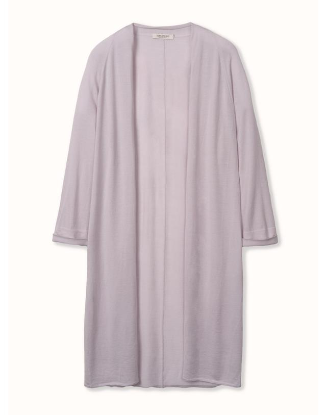 테라누고 merino wool 70% silk 30% | open front long cardigan - Pale Purple 착용컷