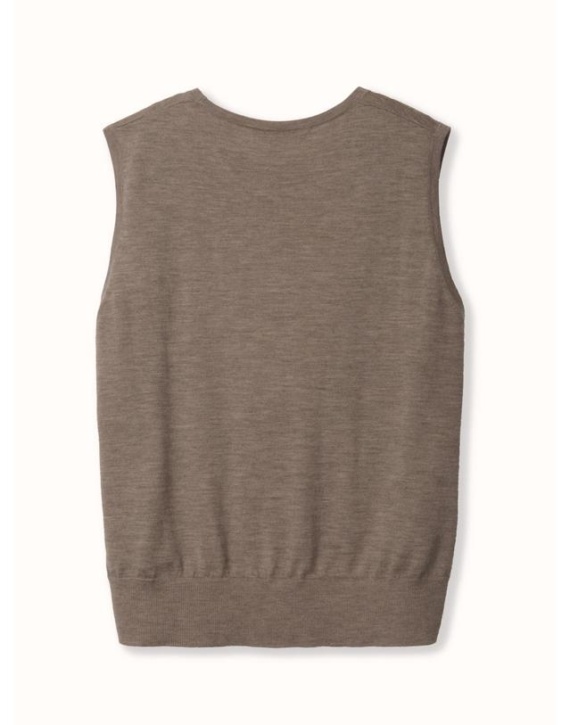 테라누고 cashmere 100% | superfine sleeveless knit top - Brown 착용컷