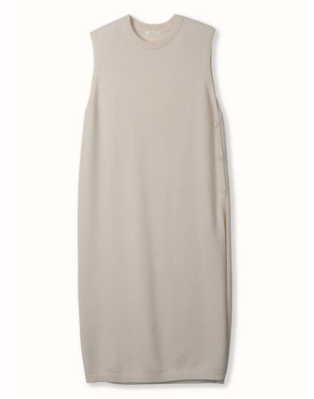 테라누고 cashmere 100% | one slit long vest - White 착용컷