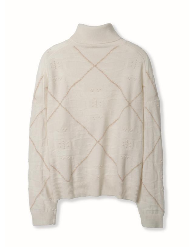 테라누고 cashmere 100% | lombus high-neck knit top - White 착용컷